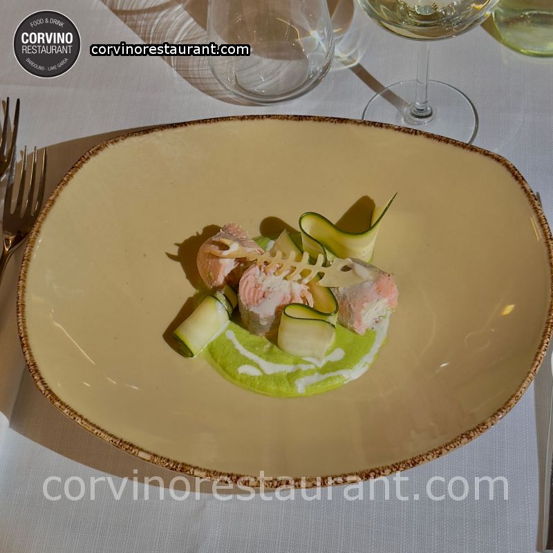 Herbed trout medallion with courgette and lime cream Herbed trout medallion with courgette and lime cream